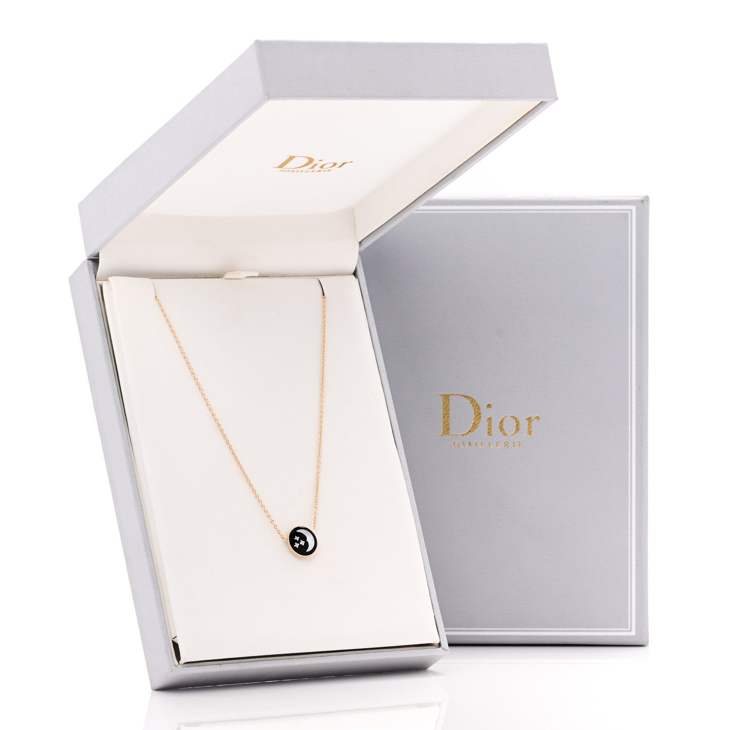 Christian Dior 18K Yellow White Gold Diamond Black Onyx Mother of Pearl Rose Celeste Pendant Necklace 9 of 9