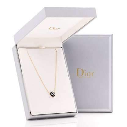 Christian Dior 18K Yellow White Gold Diamond Black Onyx Mother of Pearl Rose Celeste Pendant Necklace 9 of 9