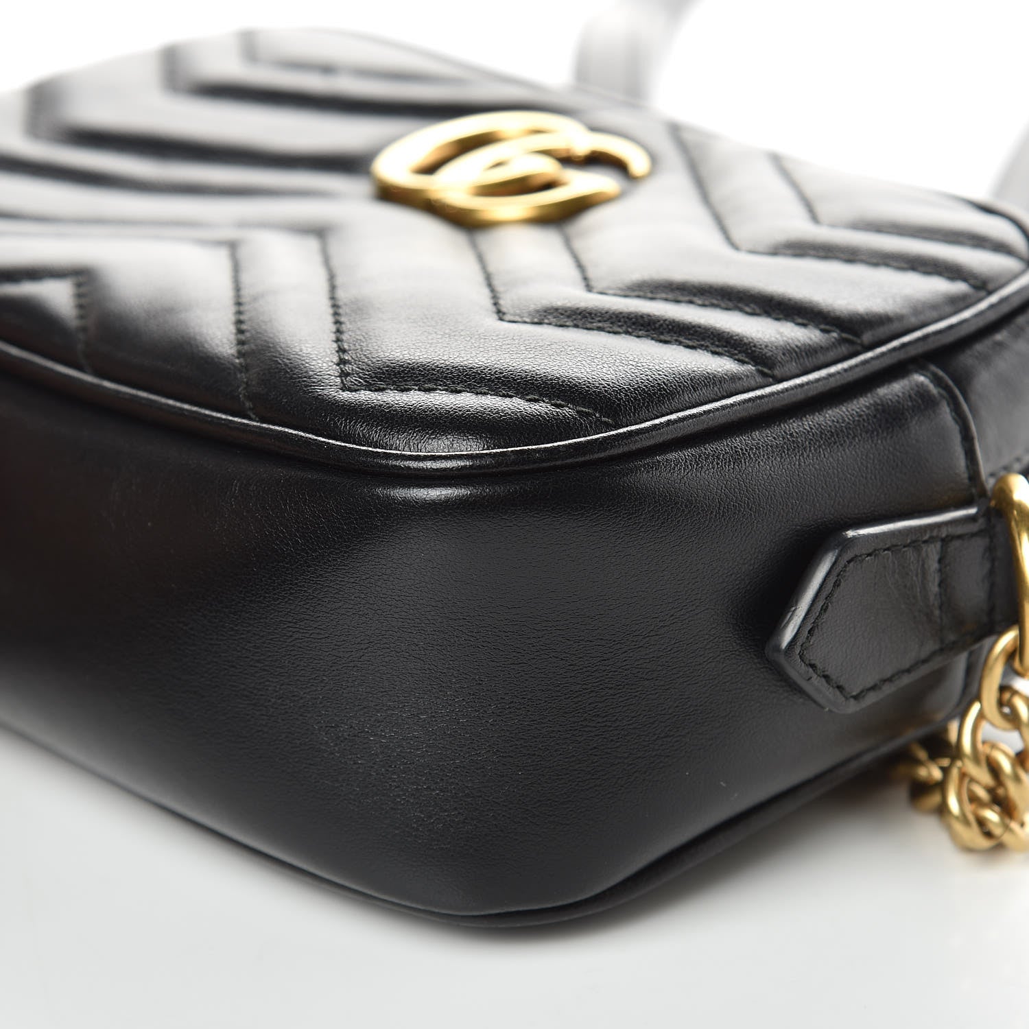 Gucci Calfskin Matelasse Mini GG Marmont Chain Shoulder Bag Black 11 of 11