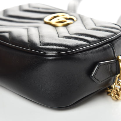 Gucci Calfskin Matelasse Mini GG Marmont Chain Shoulder Bag Black 11 of 11