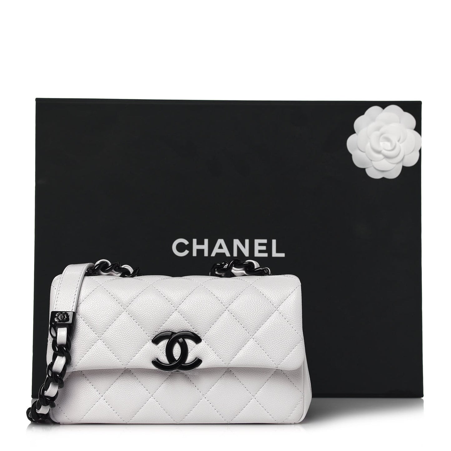 Caviar Quilted My Everything Small Flap White Black