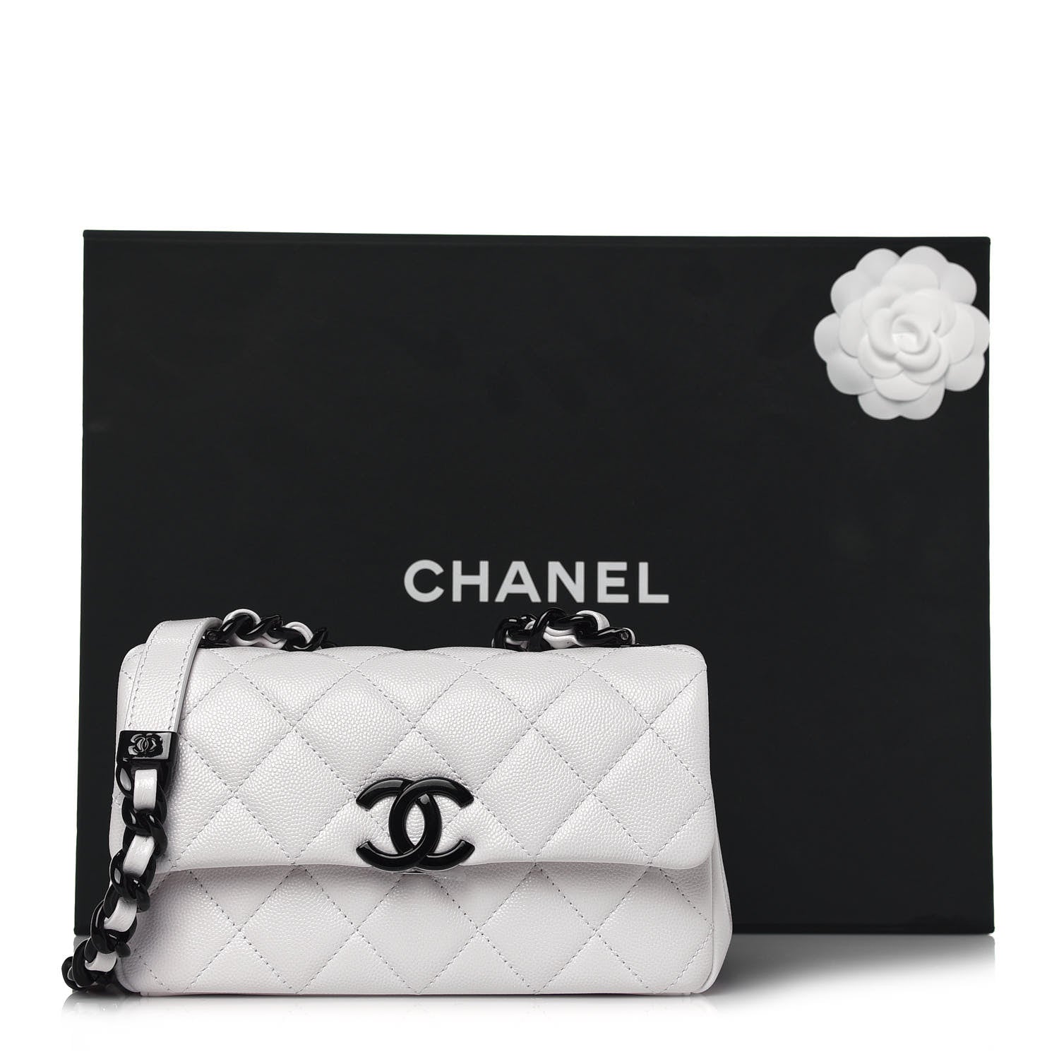 Chanel Caviar Quilted My Everything Small Flap White Black 14 of 14