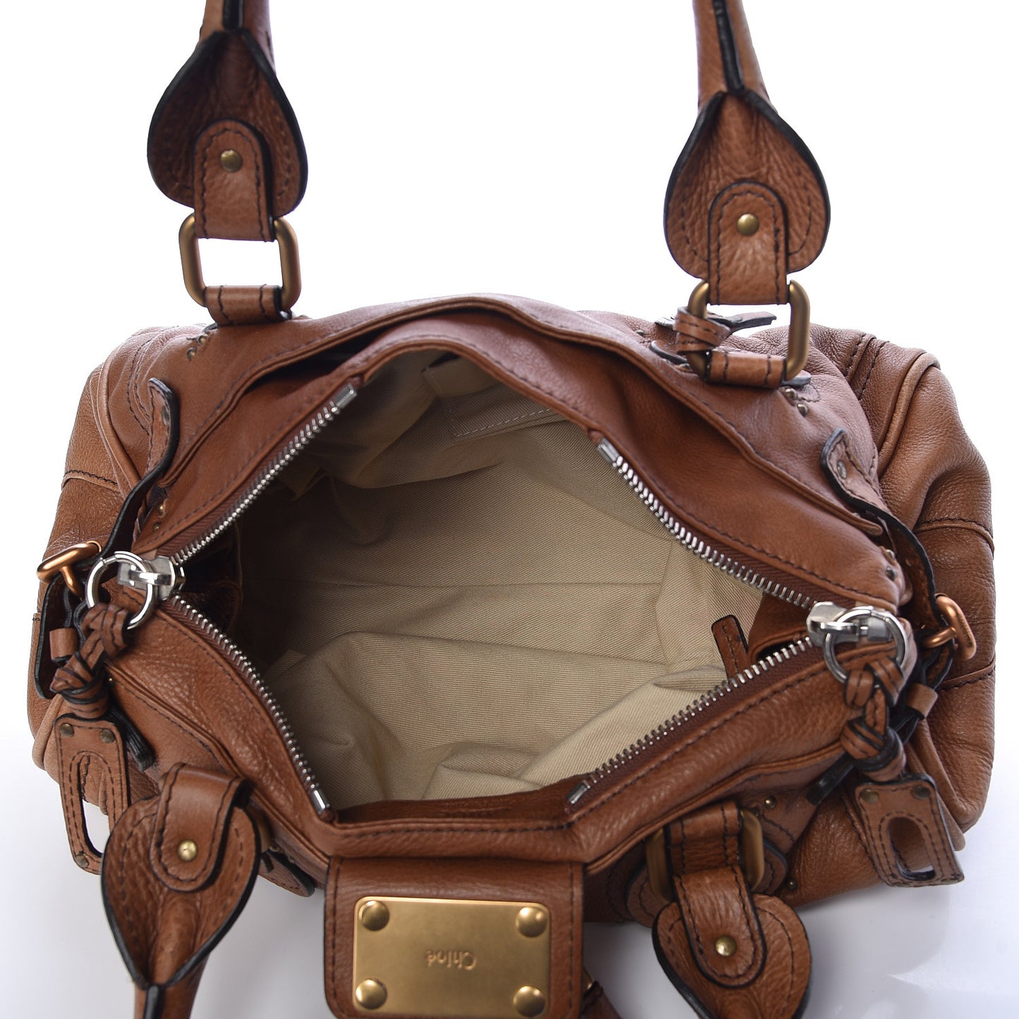 Calfskin Medium Paddington Satchel Tan