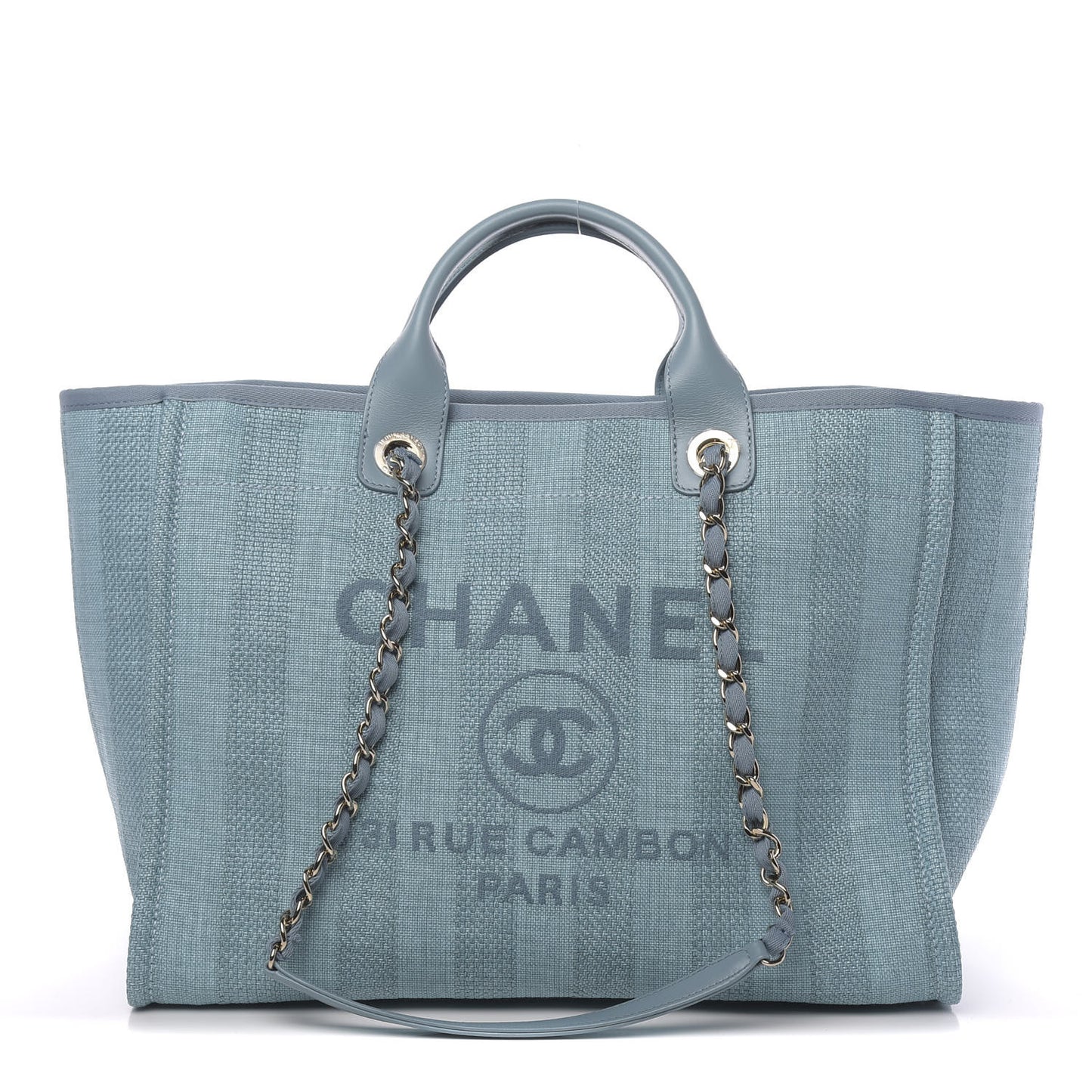 Mixed Fibers Striped Medium Deauville Tote Blue