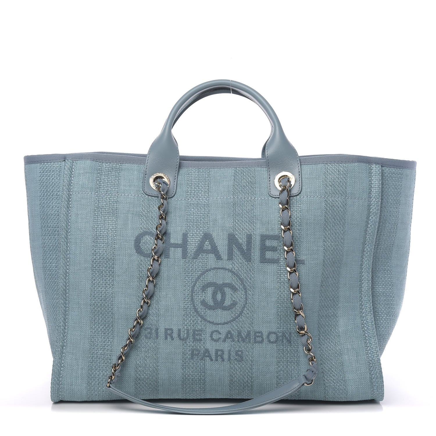 Chanel Mixed Fibers Striped Medium Deauville Tote Blue 1 of 11