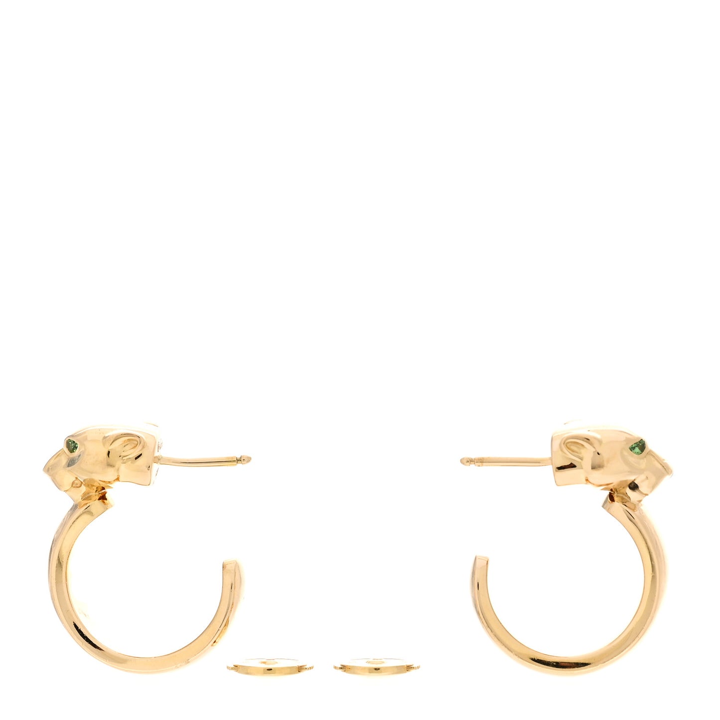 18K Yellow Gold Tsavorite Black Lacquer Panthere Hoop Earrings