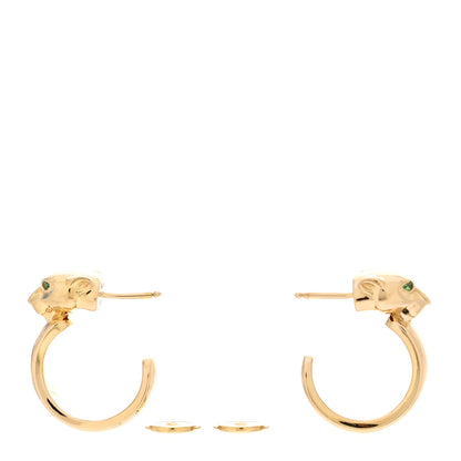 Cartier 18K Yellow Gold Tsavorite Black Lacquer Panthere Hoop Earrings 3 of 4