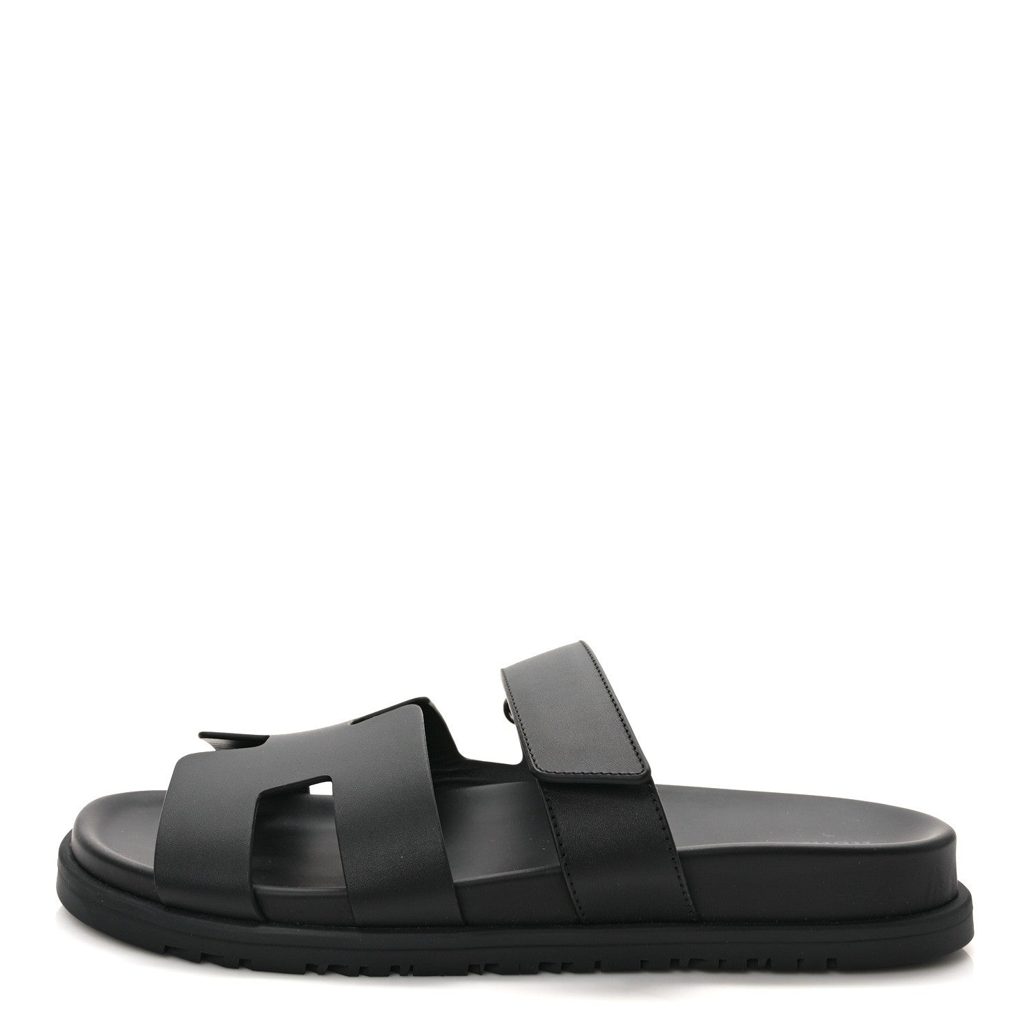 Hermes Calfskin Womens Chypre Sandals 40.5 Black 1 of 9