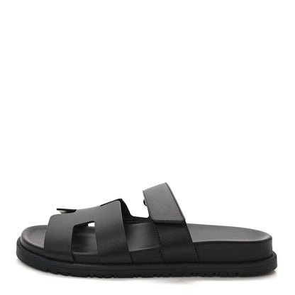 Hermes Calfskin Womens Chypre Sandals 40.5 Black 1 of 9