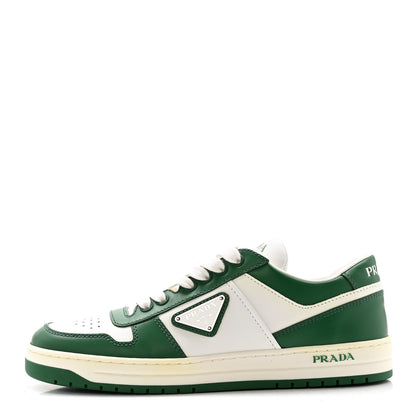Prada Vitello Sport Spazzolato Rois Triangle Logo Womens Downtown Low Top 30mm Sneakers 38 White Green 1 of 11