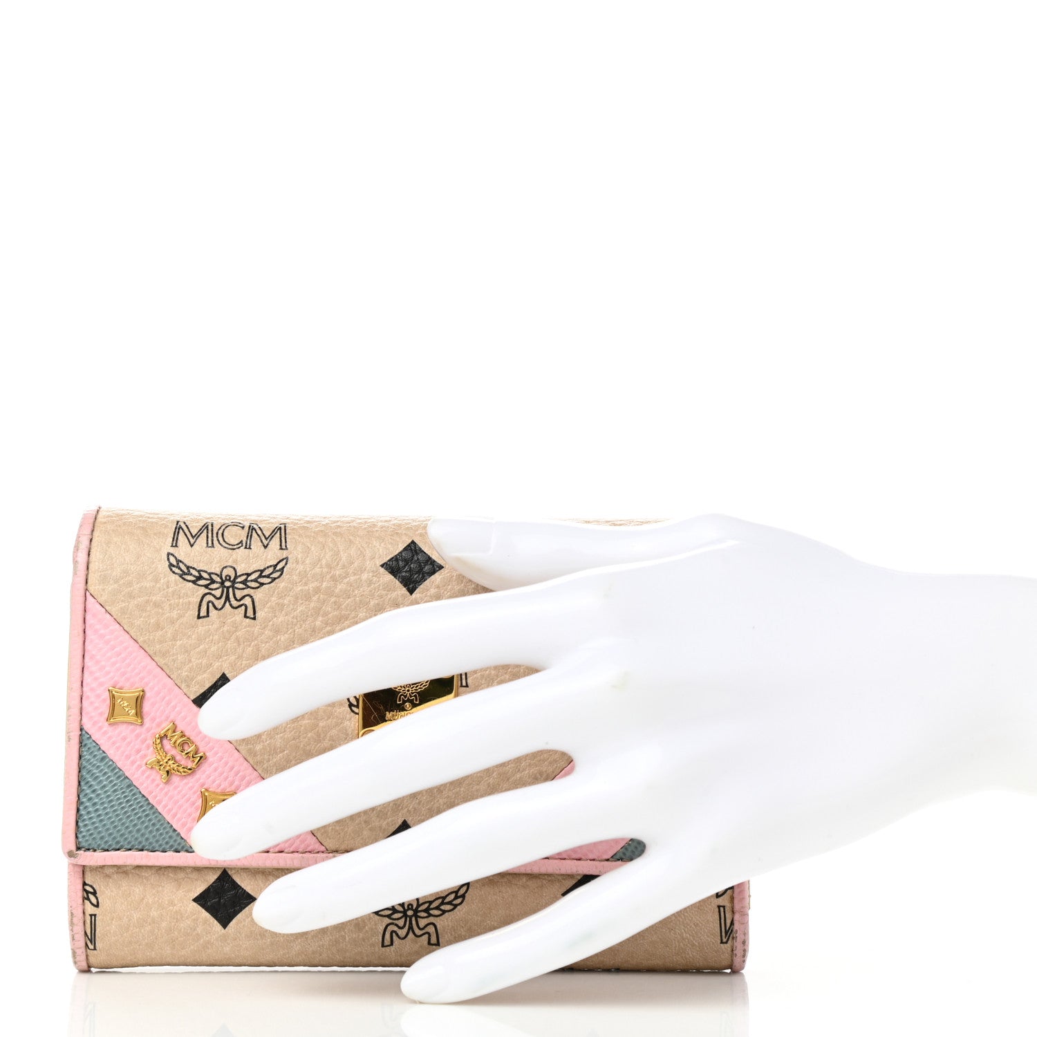 MCM Visetos Trifold Flap Wallet Soft Pink 2 of 8
