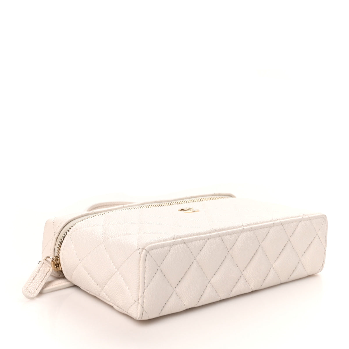 Chanel Caviar Quilted Top Handle Slim Vanity With Chain White 5 of 10