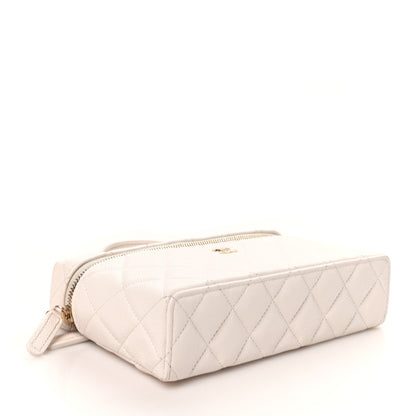 Chanel Caviar Quilted Top Handle Slim Vanity With Chain White 5 of 10