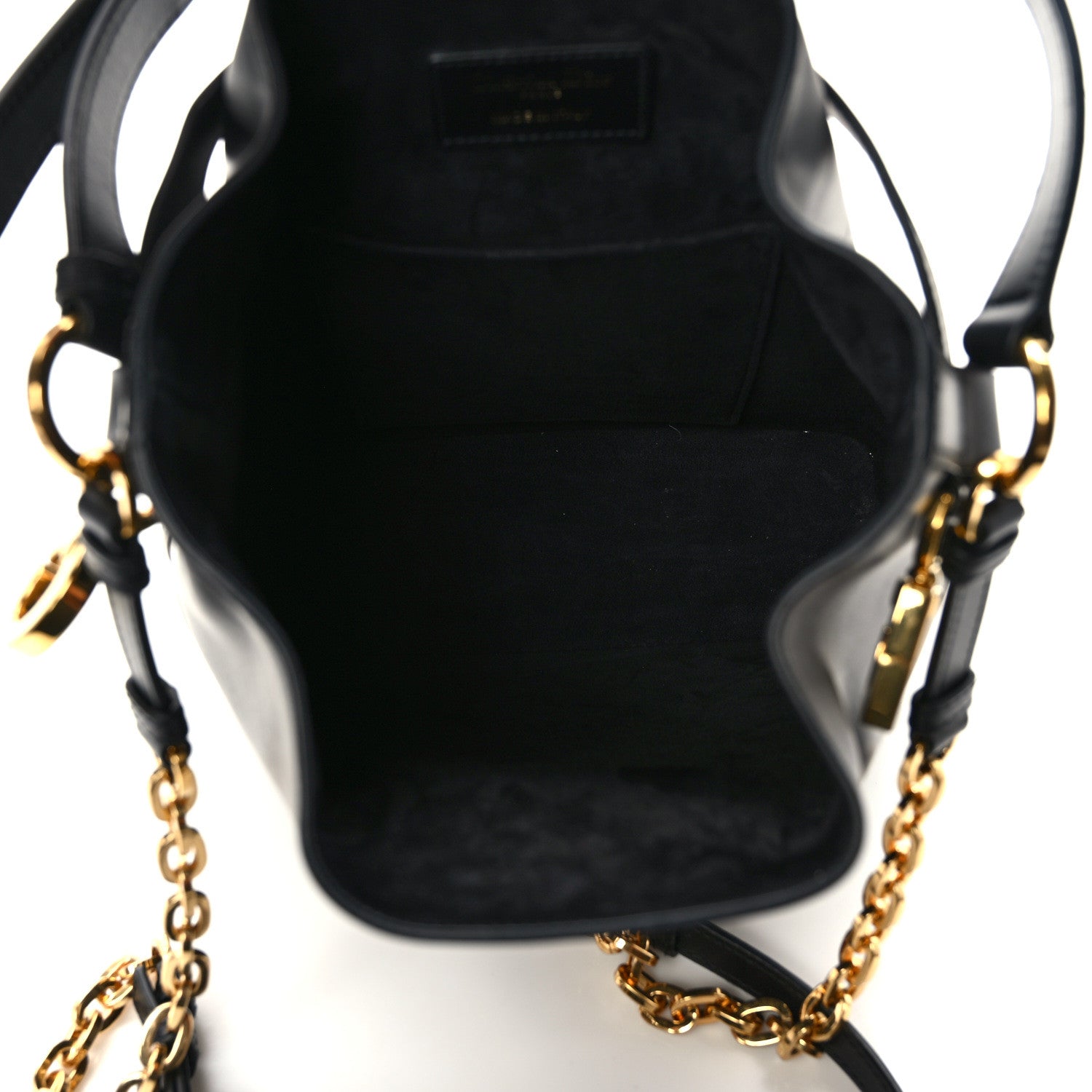 Christian Dior Calfskin CD Embossed Medium C'est Chain Bucket Bag Black 5 of 9
