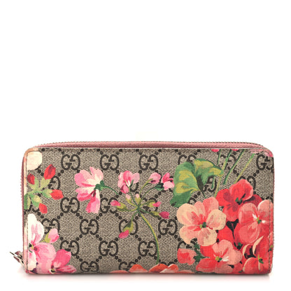 Gucci GG Supreme Monogram Blooms Zip Around Wallet Beige Multicolor Dry Rose 1 of 9