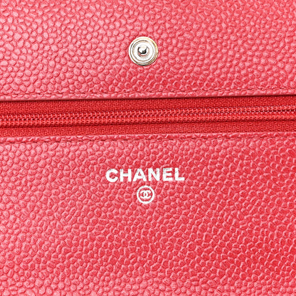 Chanel Caviar Quilted Wallet On Chain WOC Red 6 of 12