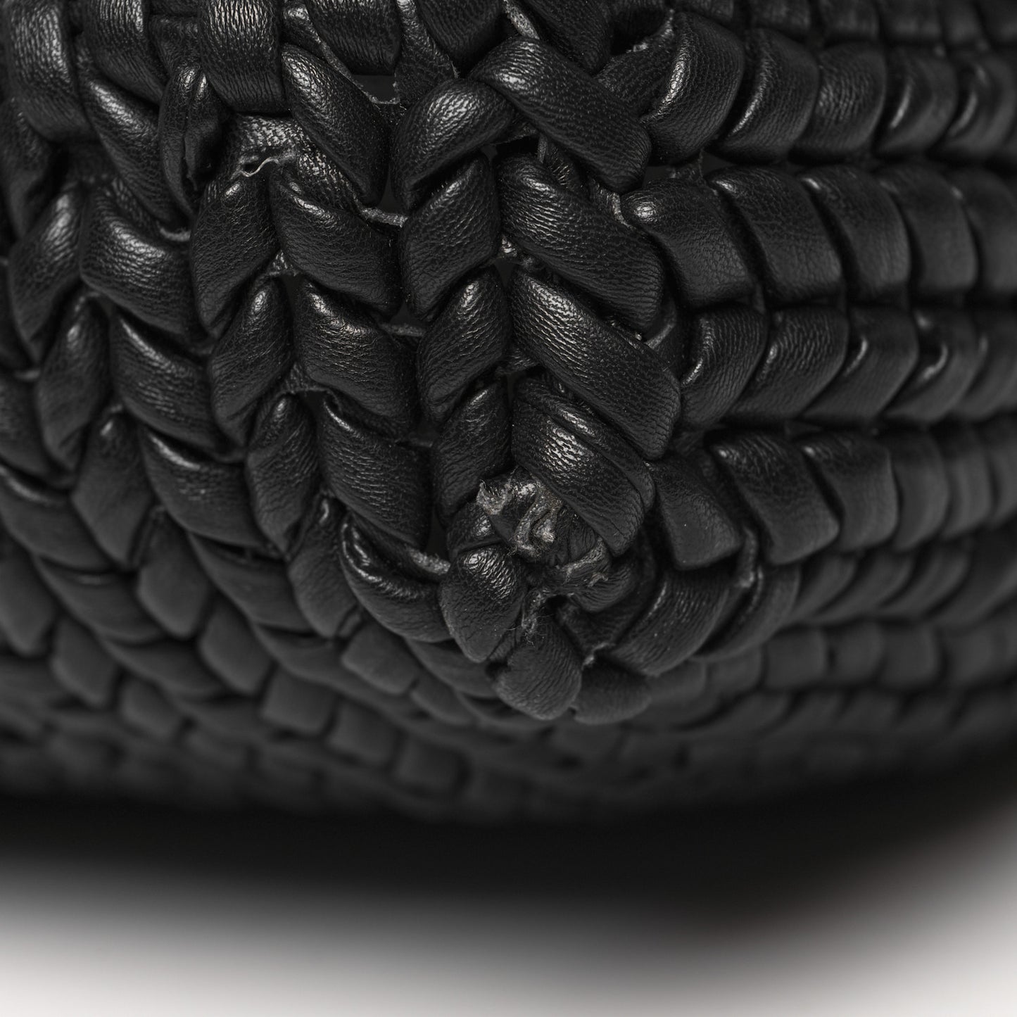 Woven Calfskin Metro Medium Tote Black