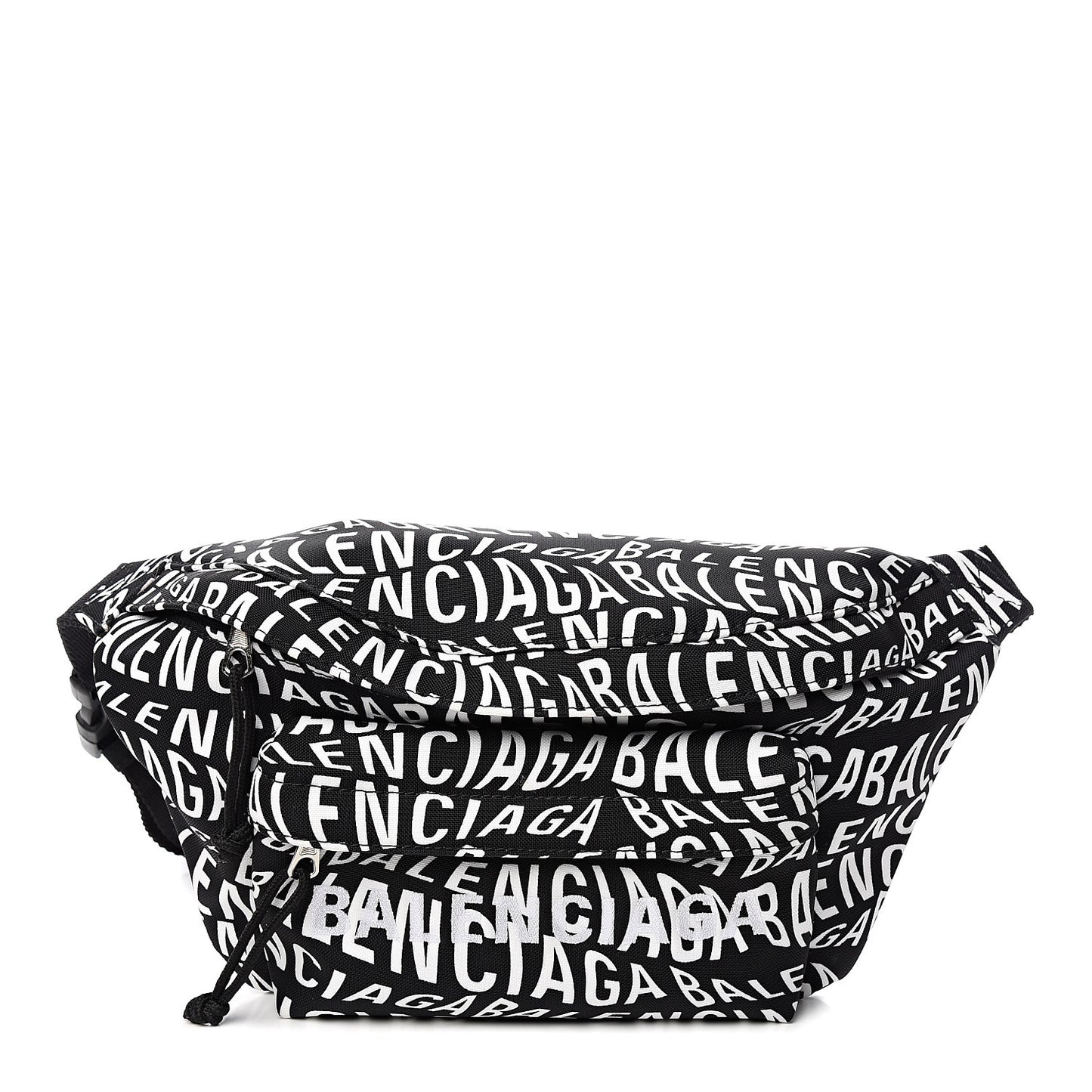 Nylon Wave Logo Print Wheel Beltpack Black White