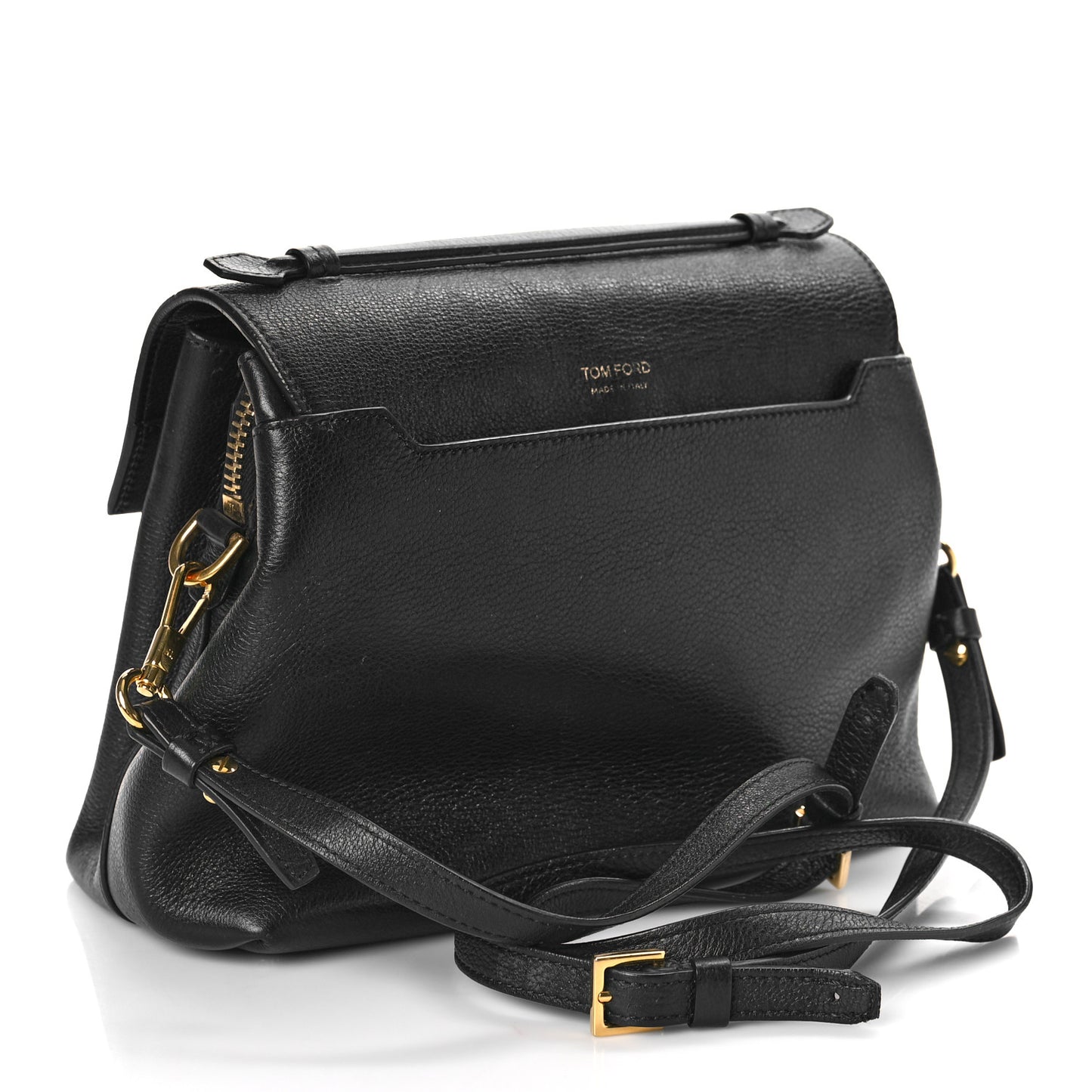 Calfskin Medium Leonica Padlock Satchel Bag Black