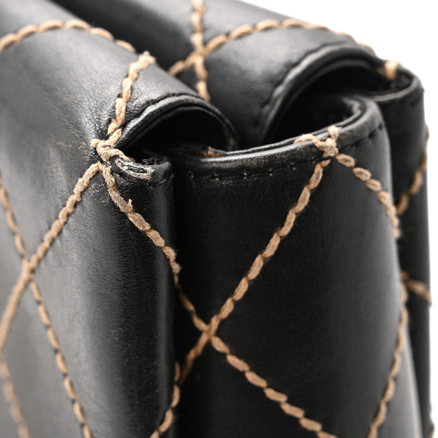 Calfskin Wild Stitch Large Tote Black