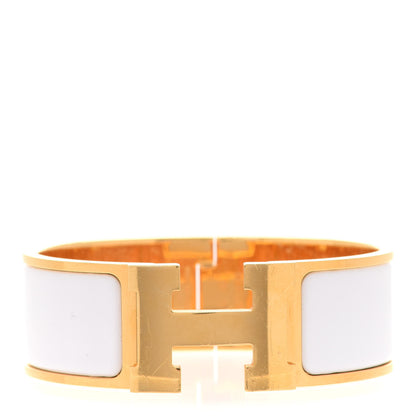 Hermes Enamel Wide Clic Clac H Bracelet PM White 1 of 7