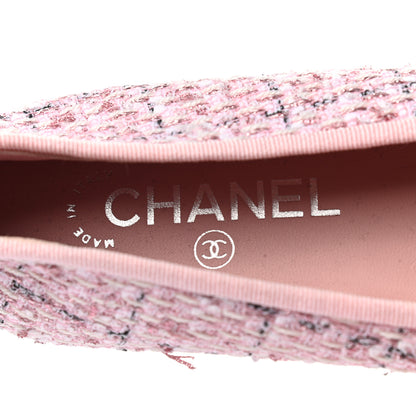 Chanel Tweed Grosgrain Cap Toe Ballerina Flats 37.5 Pink Black 7 of 8