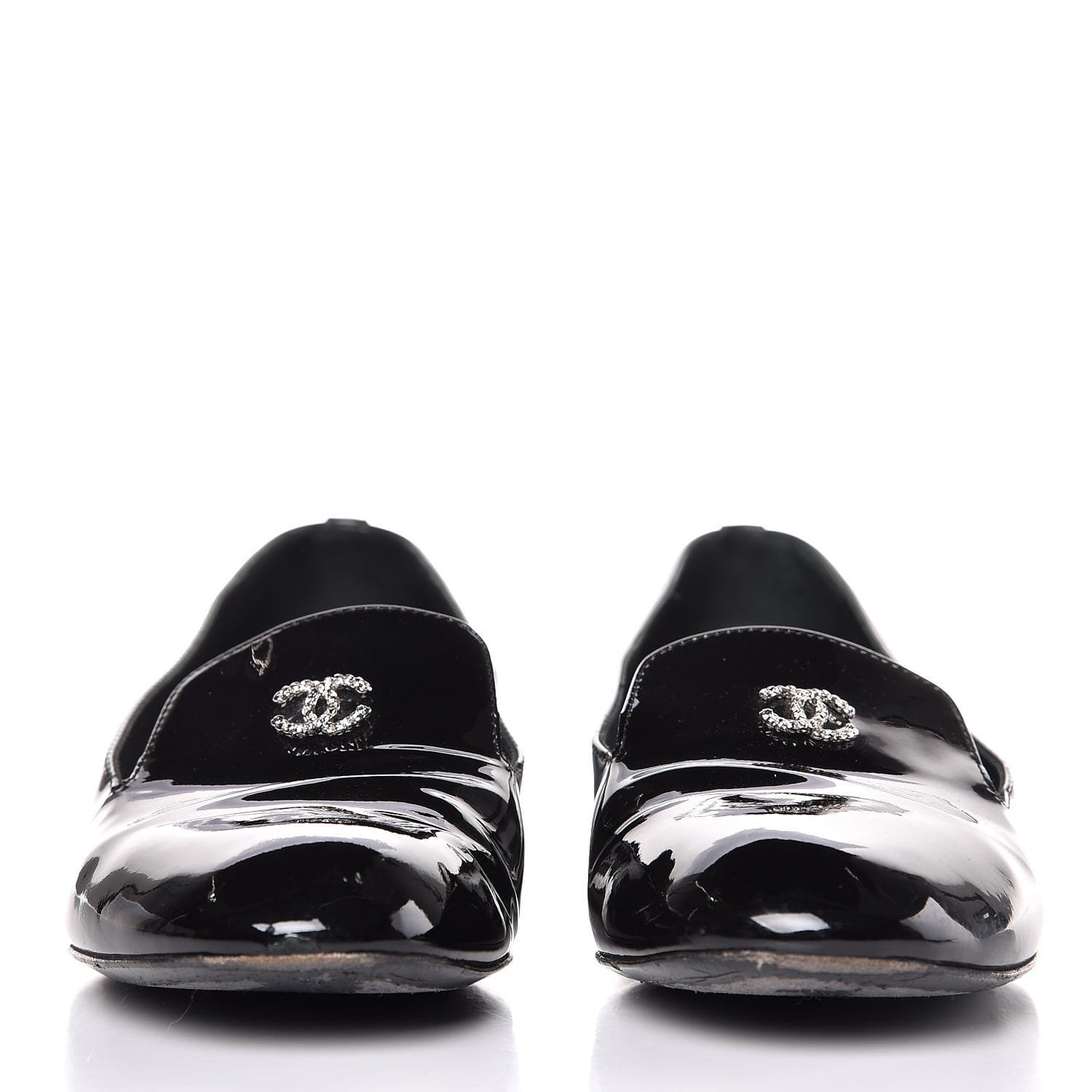 Patent Calfskin Pearl CC Loafers 36.5 Black