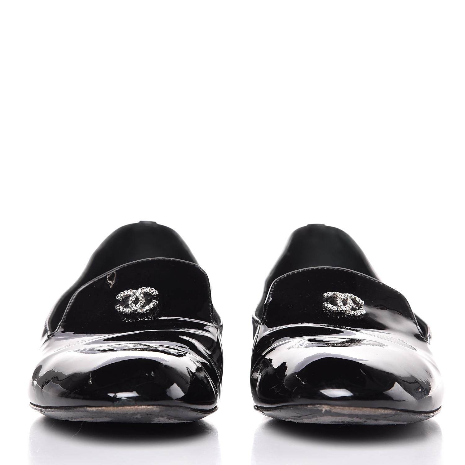 Chanel Patent Calfskin Pearl CC Loafers 36.5 Black 3 of 14