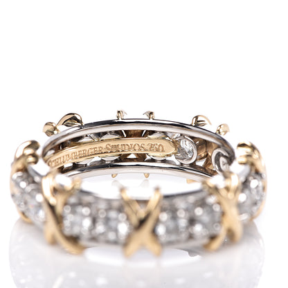 Tiffany Platinum 18K Yellow Gold Diamond Schlumberger Sixteen Stone Ring 55 7.25 6 of 7