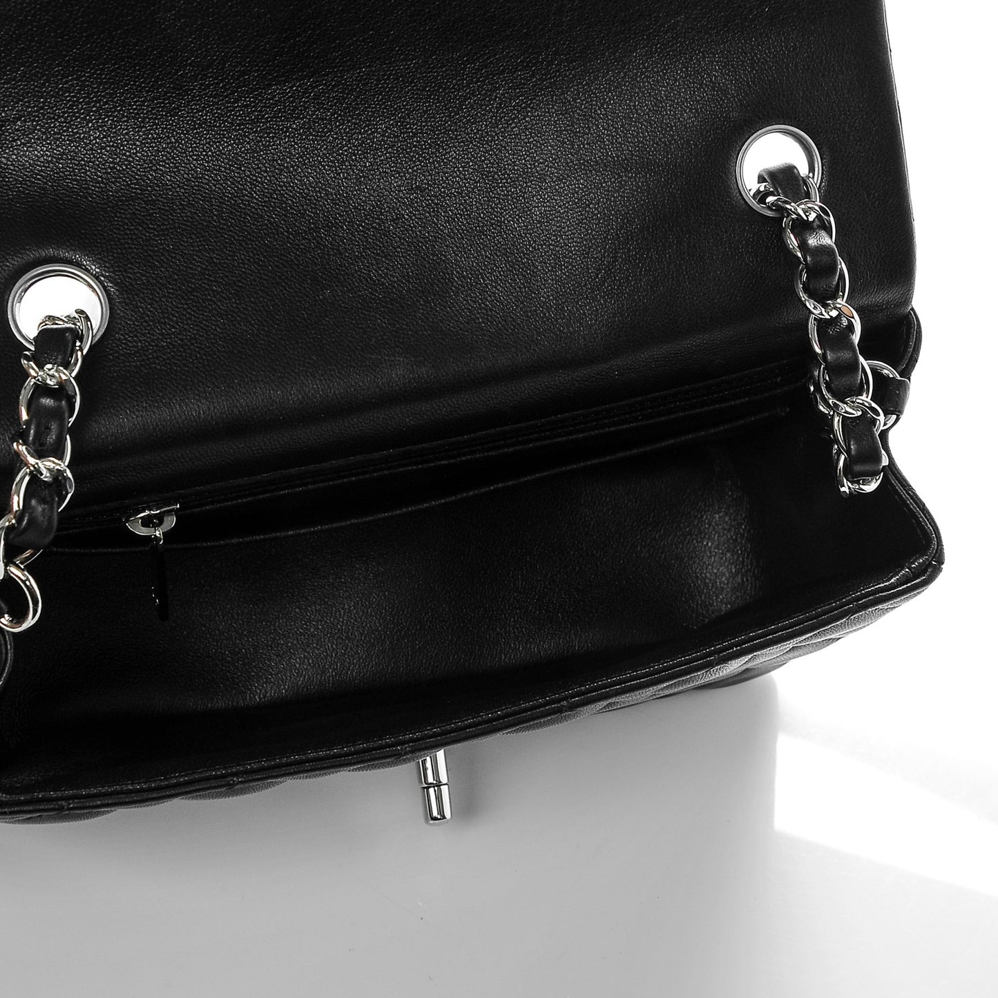 Lambskin Quilted Mini Rectangular Flap Black