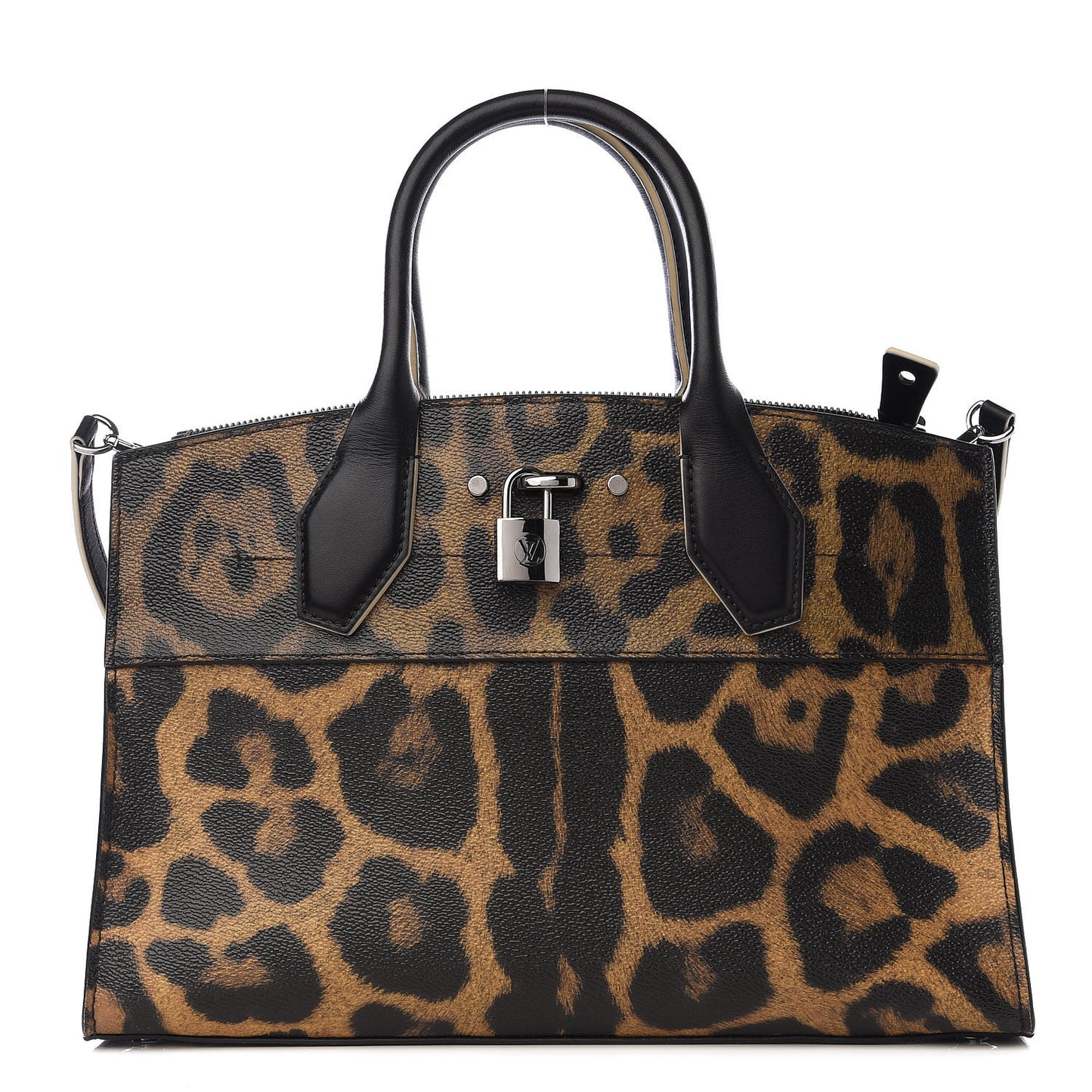 Canvas Calfskin Wild Animal Print City Steamer EW Marron