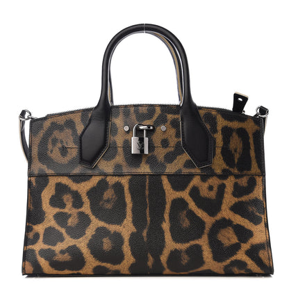 Louis Vuitton Canvas Calfskin Wild Animal Print City Steamer EW Marron 1 of 8