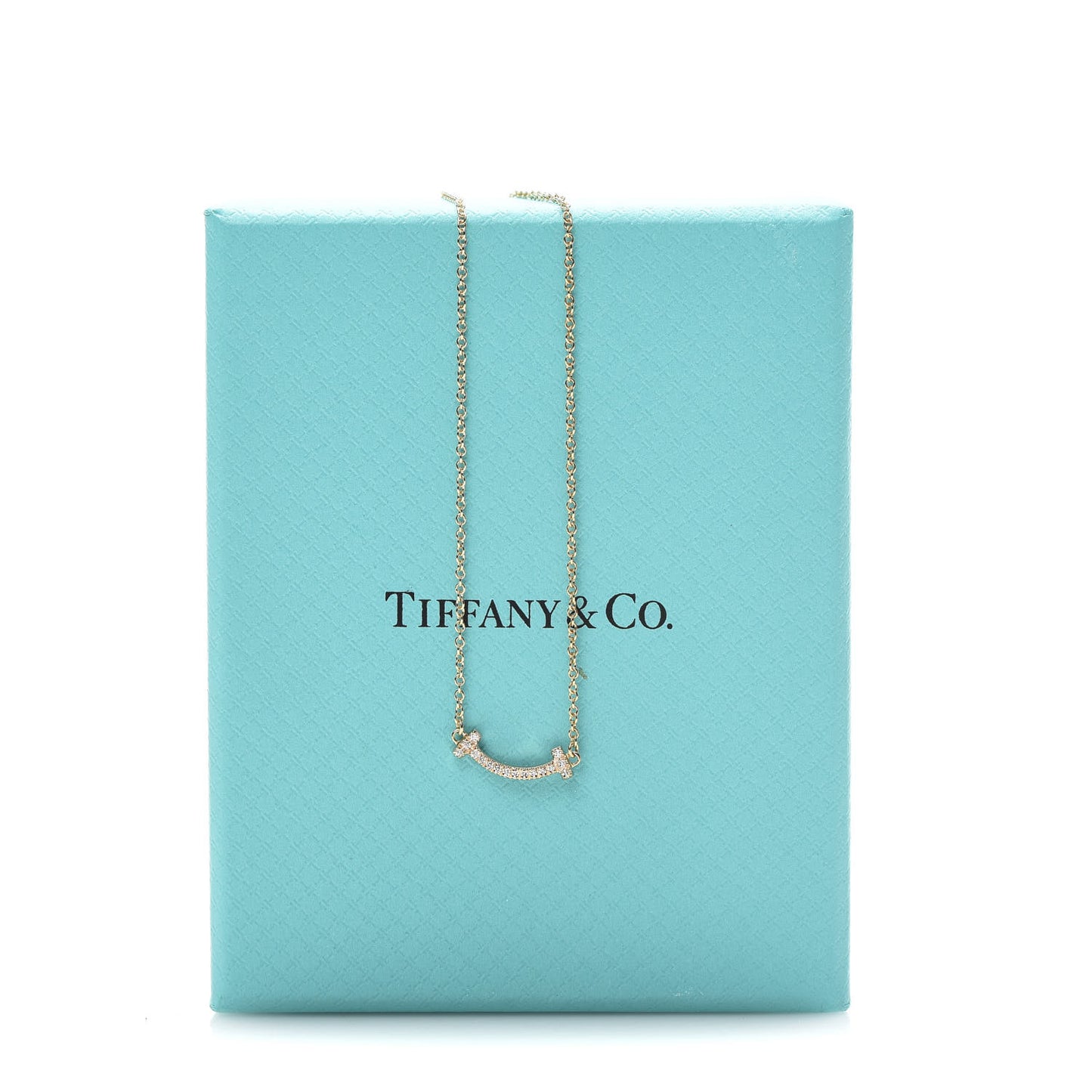 18K Rose Gold Diamond Mini T Smile Pendant Necklace