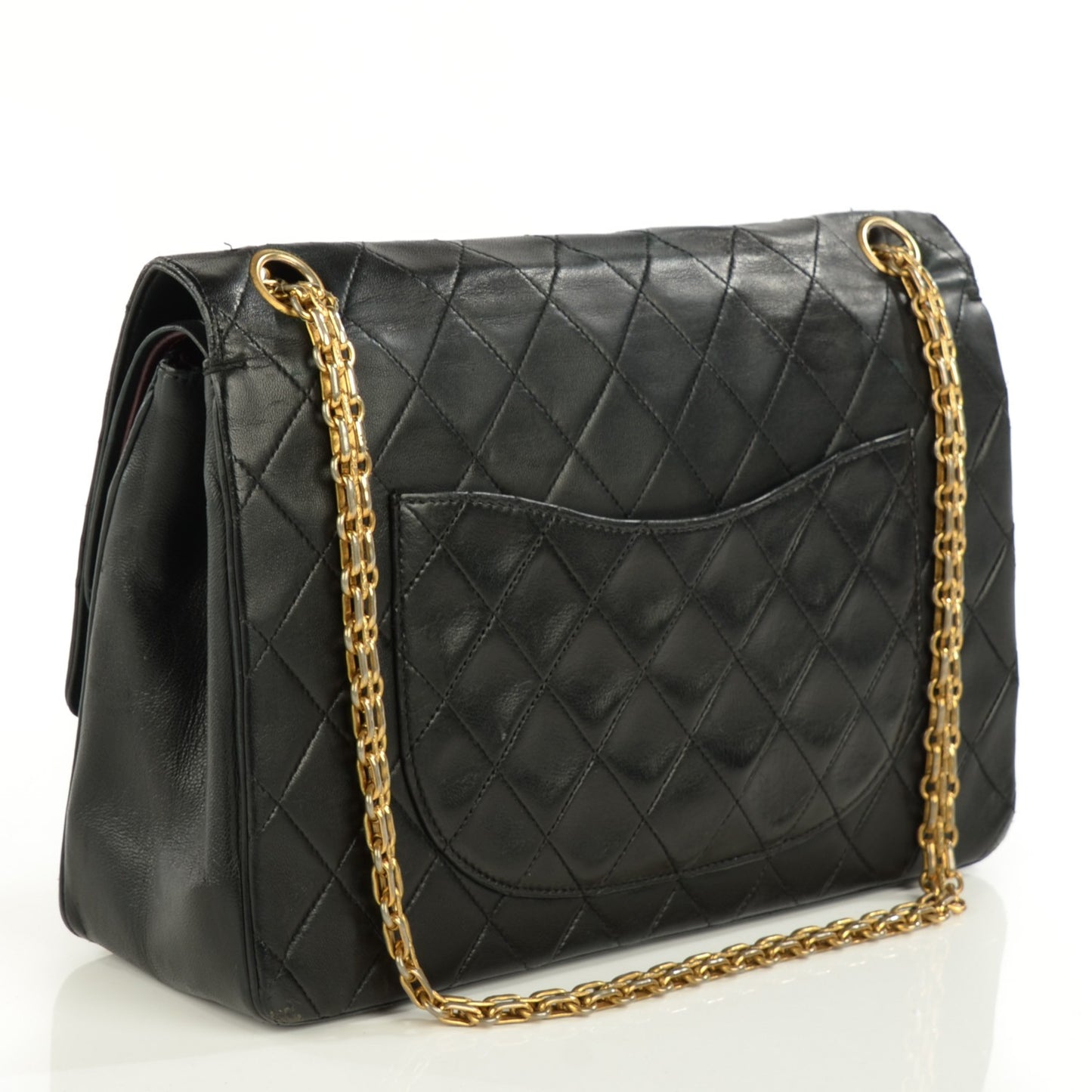 Lambskin Quilted Medium Double Flap Bijoux Chain Black
