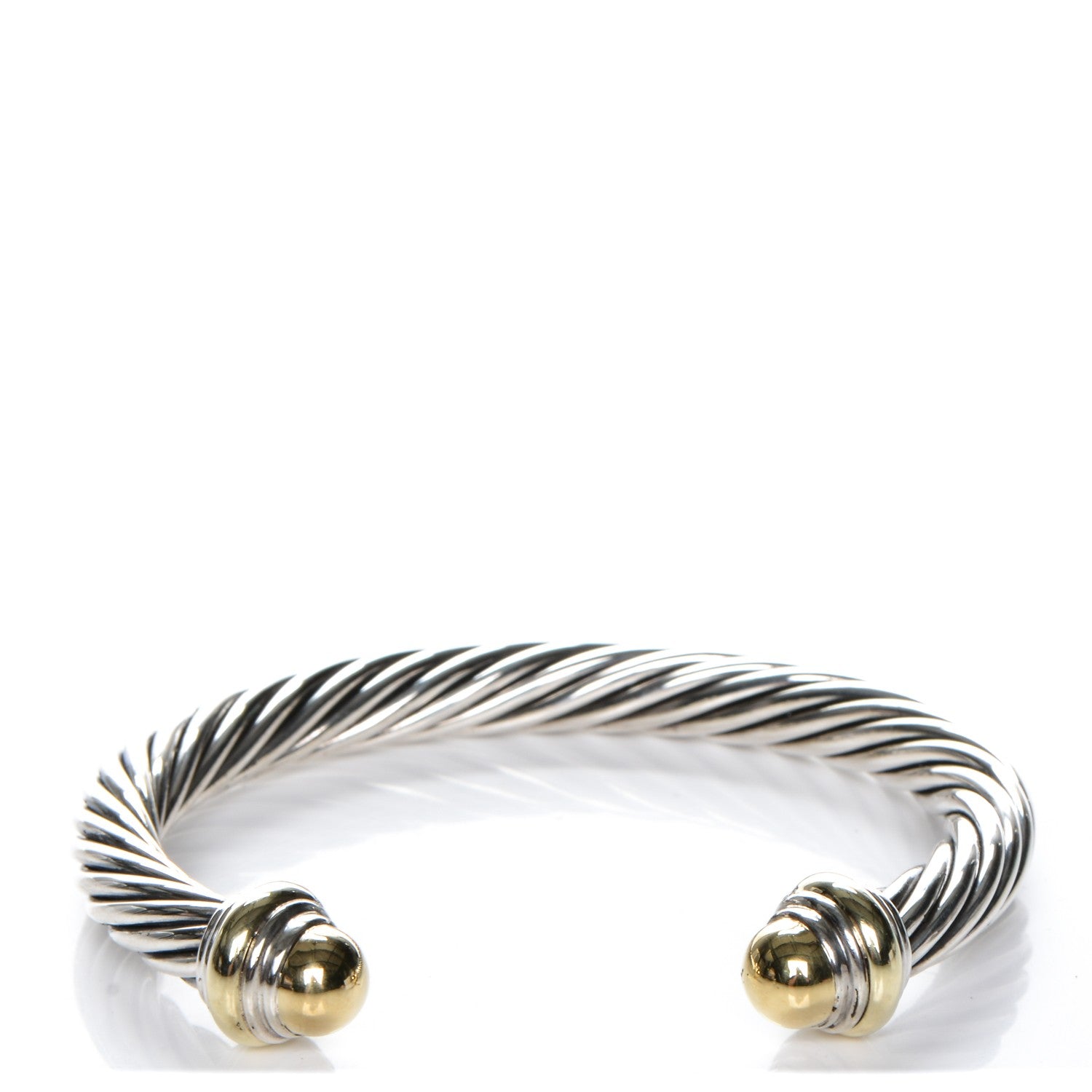 David Yurman Sterling Silver 14K Yellow Gold 7mm Cable Classics Bracelet 1 of 4