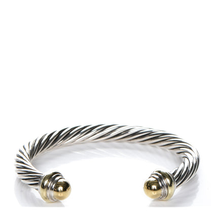 David Yurman Sterling Silver 14K Yellow Gold 7mm Cable Classics Bracelet 1 of 4
