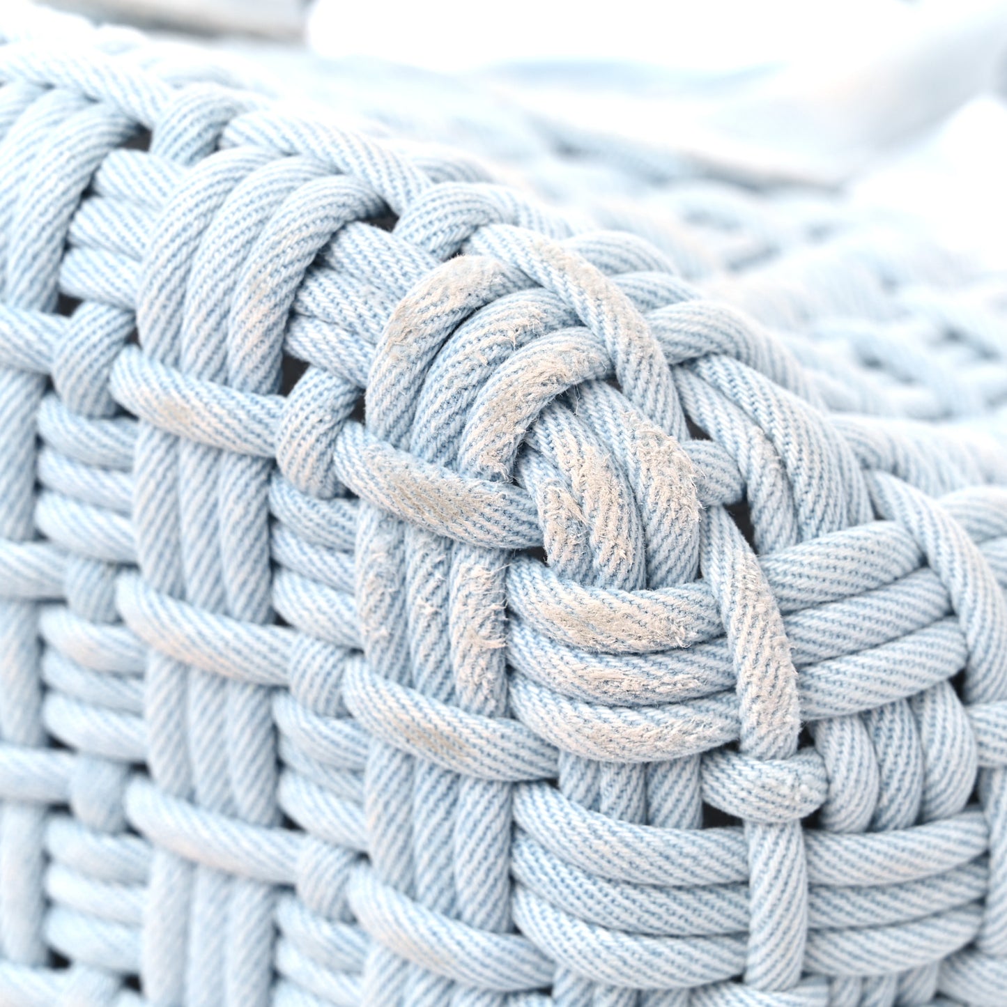 Washed Frayed Denim Braided XS Bistro Basket Blue