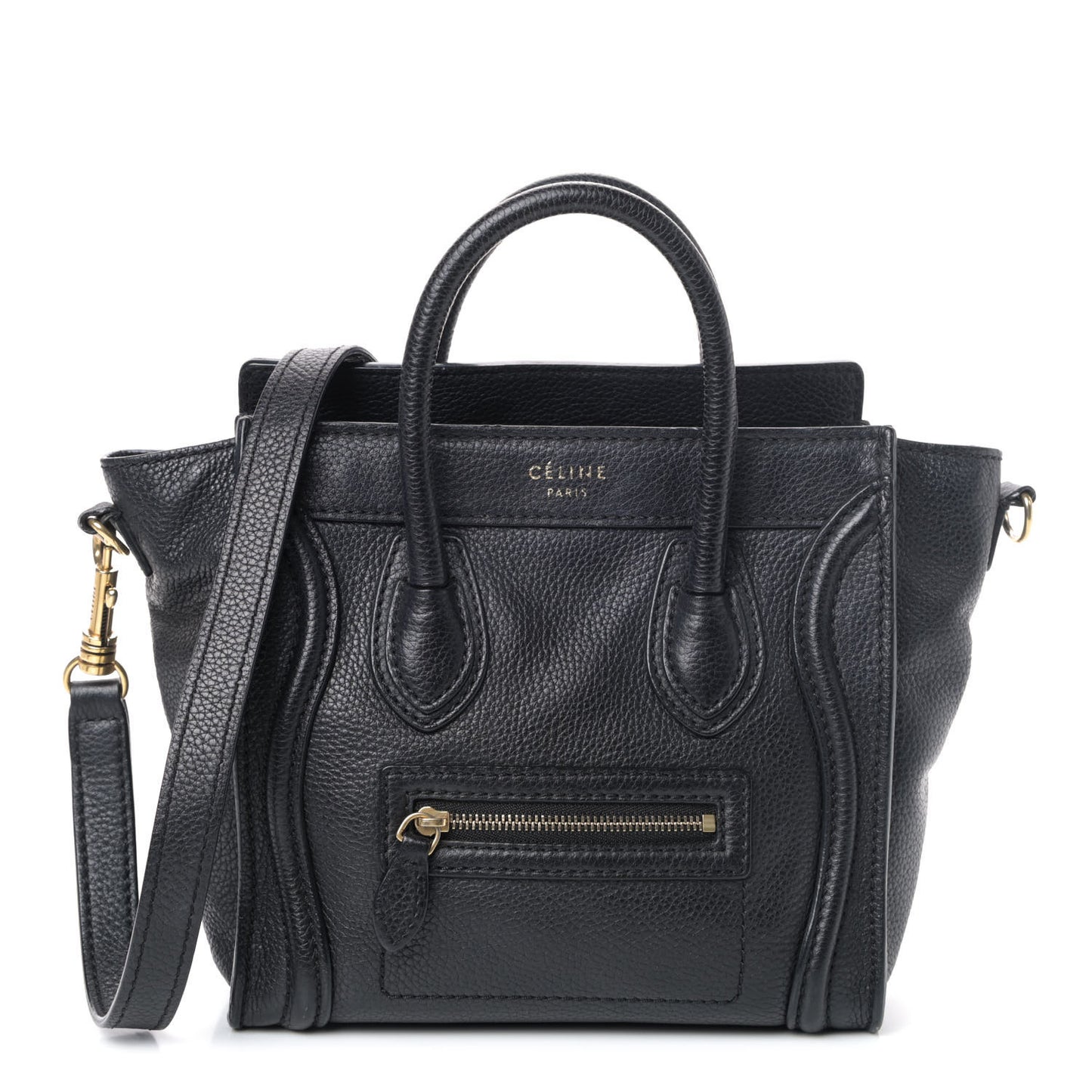 Drummed Calfskin Nano Luggage Black