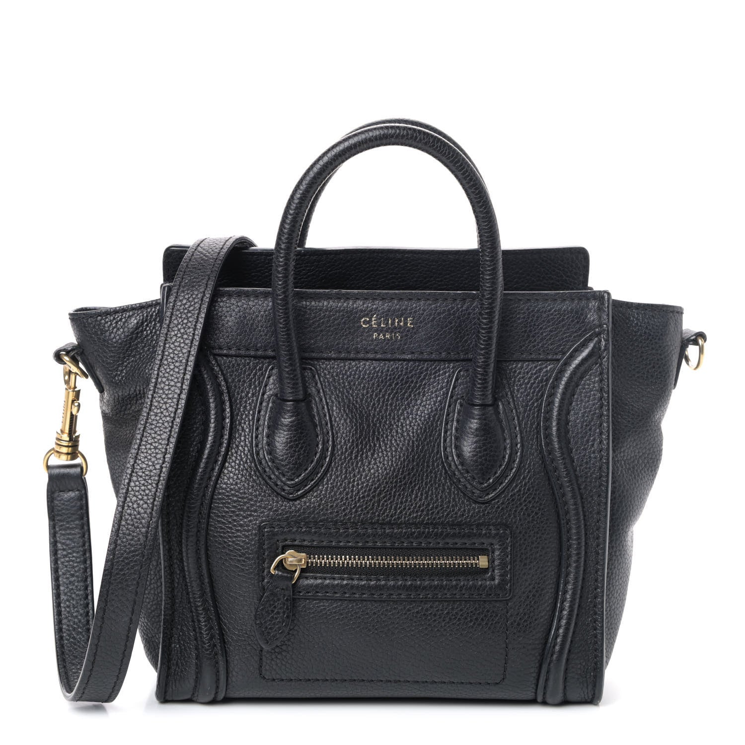 Celine Drummed Calfskin Nano Luggage Black 1 of 4