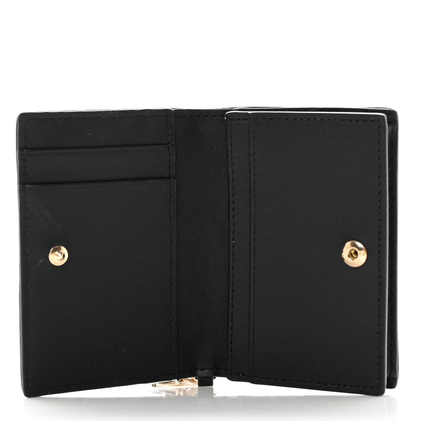 Lambskin Cannage Small Lady Dior Flap Card Holder Black