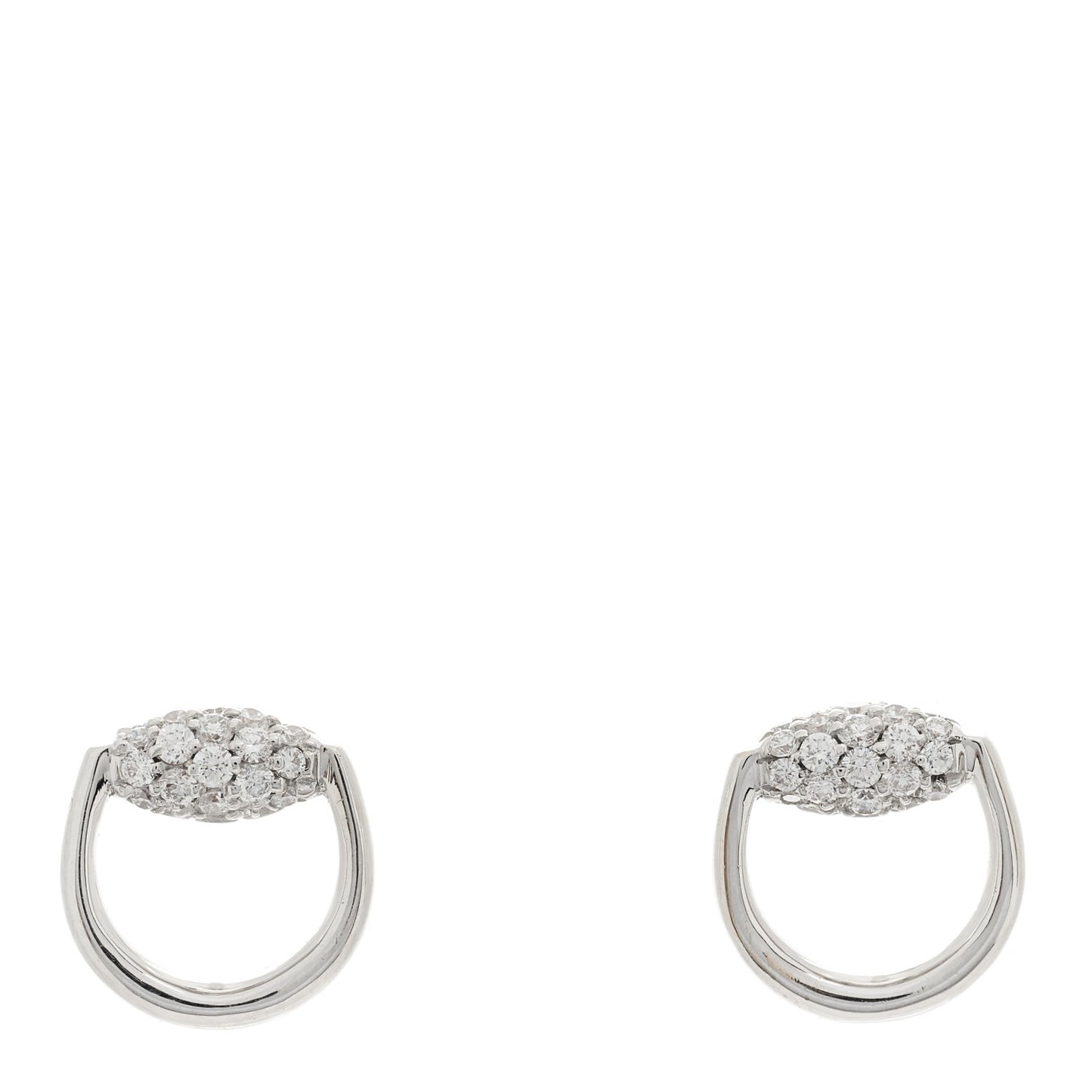 18K White Gold Diamond Horsebit Earrings