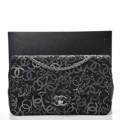 Chanel Tweed Strass Medium Pudong Double Flap Black 10 of 10