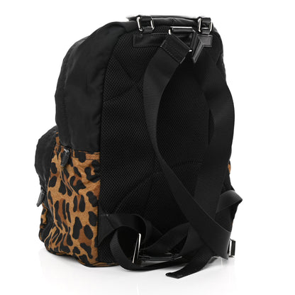 Prada Tessuto Nylon Leopard Print Backpack Miele Black 2 of 10