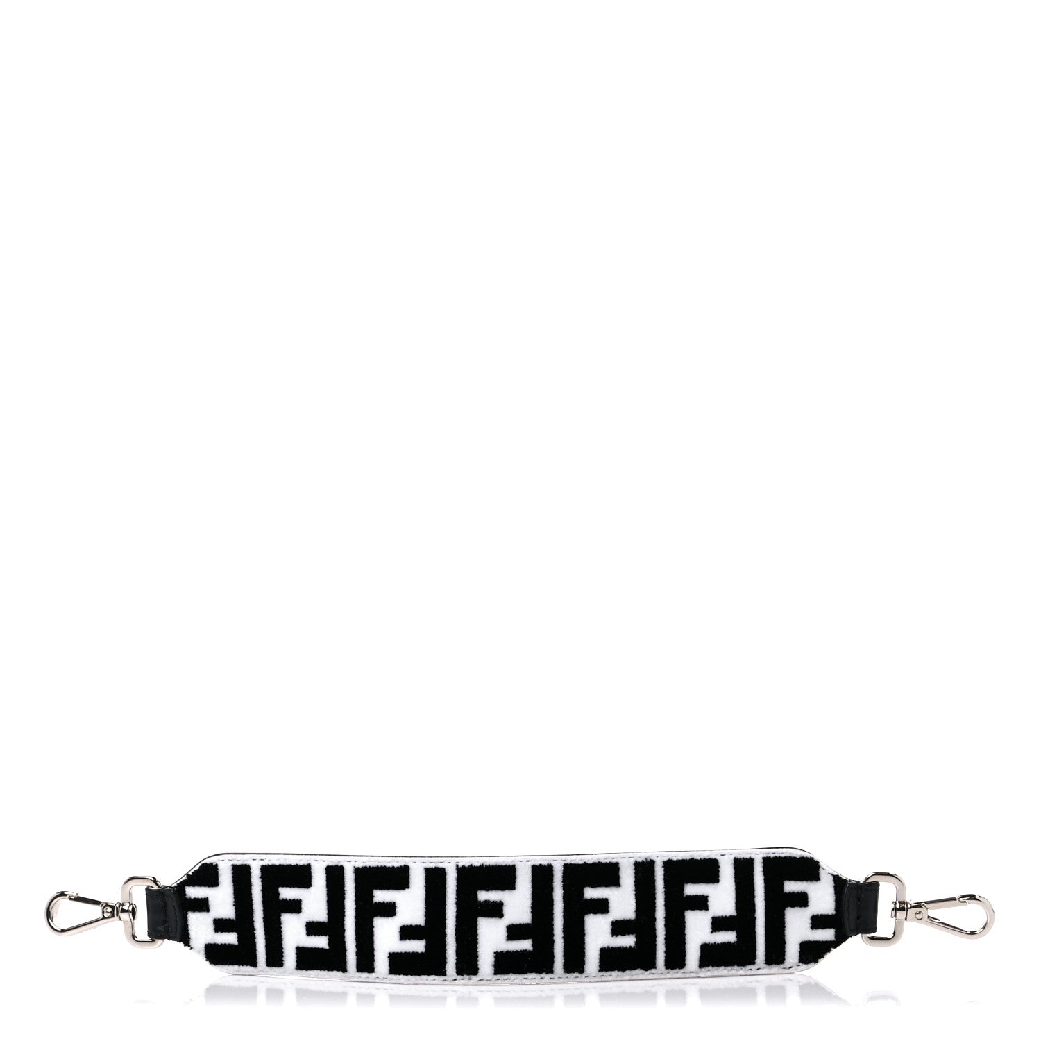 Fendi Velvet Tapestry Calfskin FF Reloaded Mini Strap You White Black 1 of 4