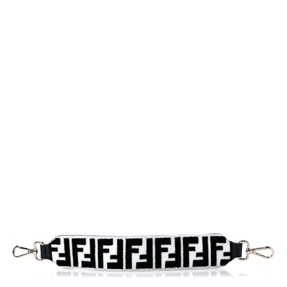Fendi Velvet Tapestry Calfskin FF Reloaded Mini Strap You White Black 1 of 4