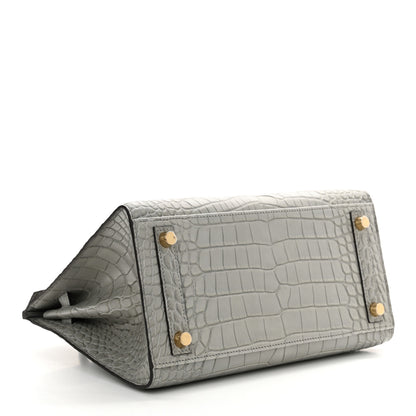 Hermes Matte Alligator Birkin Sellier 25 Gris Ciment 4 of 14