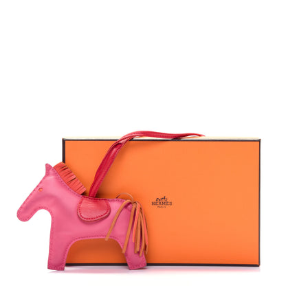 Hermes Milo Lambskin Grigri Rodeo Horse Bag Charm MM Rose Azalee Orange Poppy 8 of 8