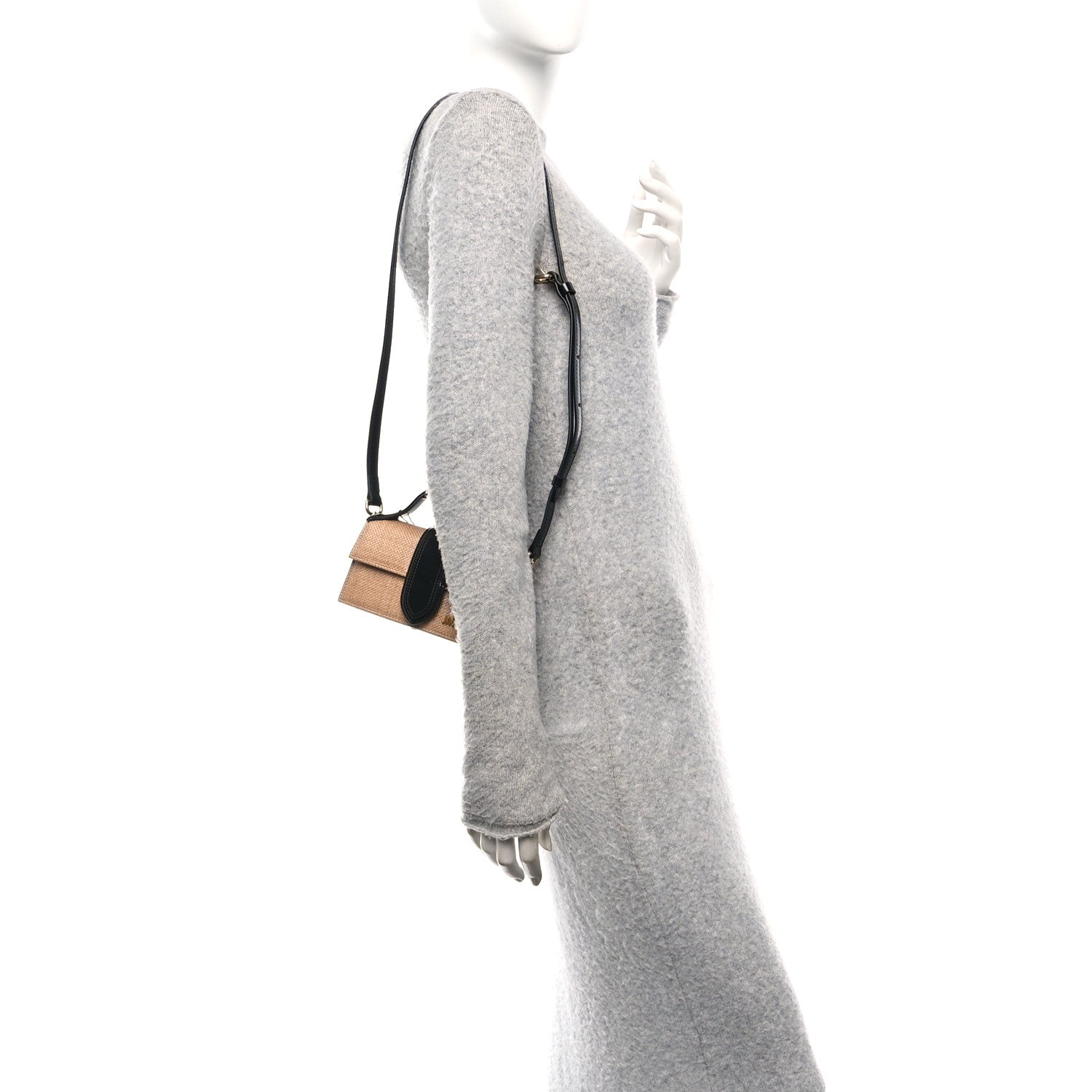 Jacquemus Raffia Smooth Calfskin Le Bambino Ivory Black 2 of 9