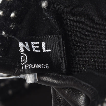 Chanel Lambskin Fantasy Tweed CC Fingerless Gloves 6.5 Black Green 3 of 5