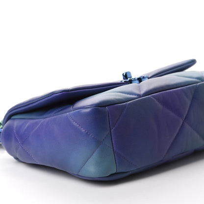 Chanel Tie Dye Calfskin Quilted Medium Chanel 19 Flap Blue Purple 5 of 13